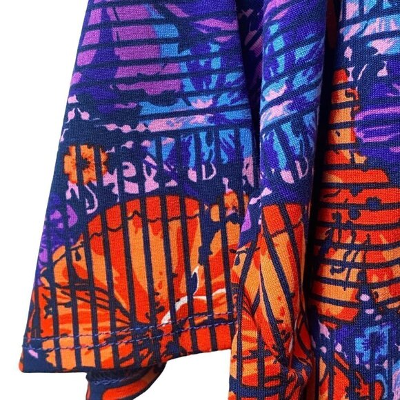 LULAROE Plus Size Tunic Tee 2XL Irma Top Blue Purple Print Tshirt Short Sleeve N - Picture 7 of 9